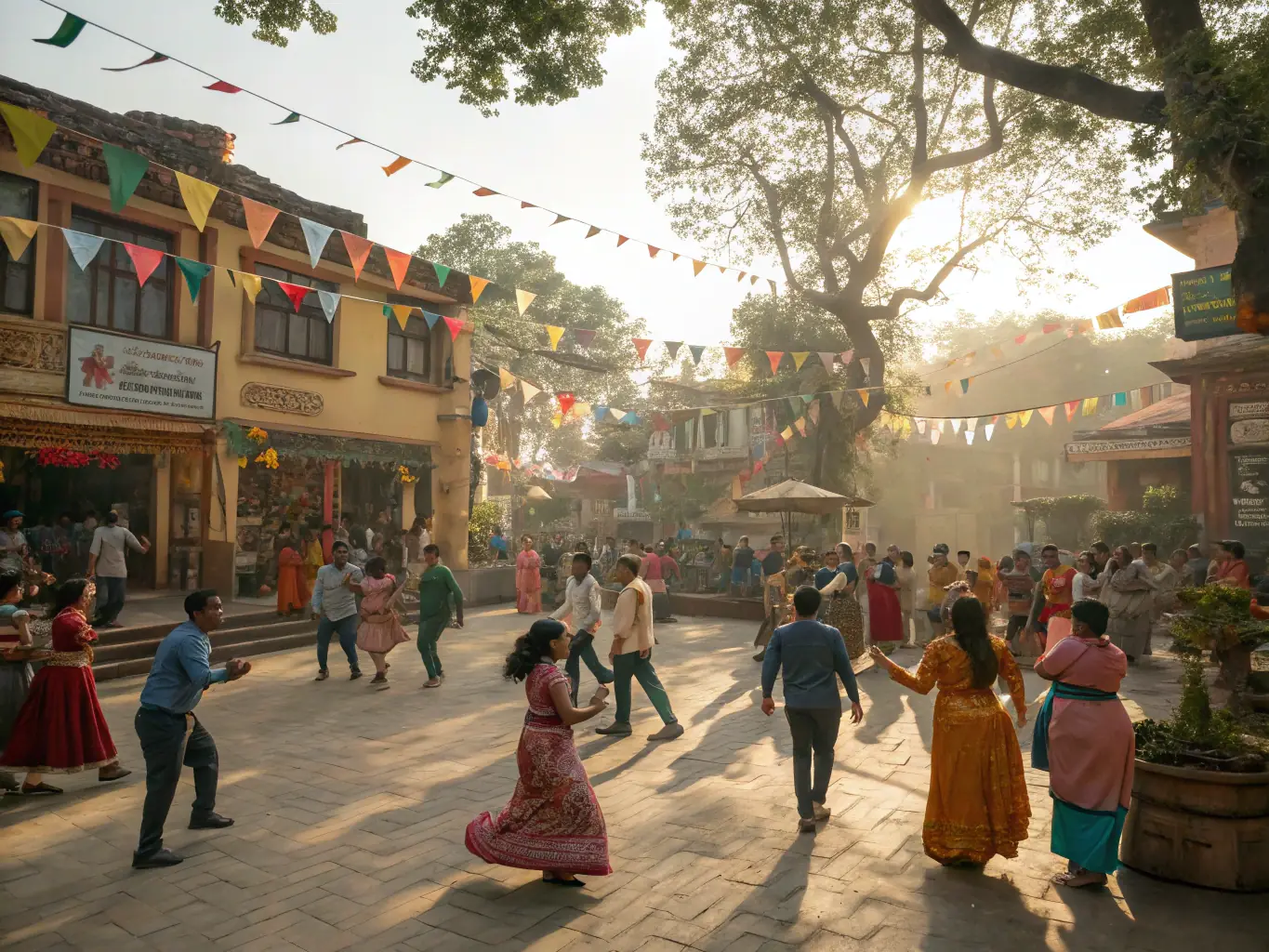 A vibrant image of a community event organized by APESSAB, featuring traditional music, dance, and local crafts.