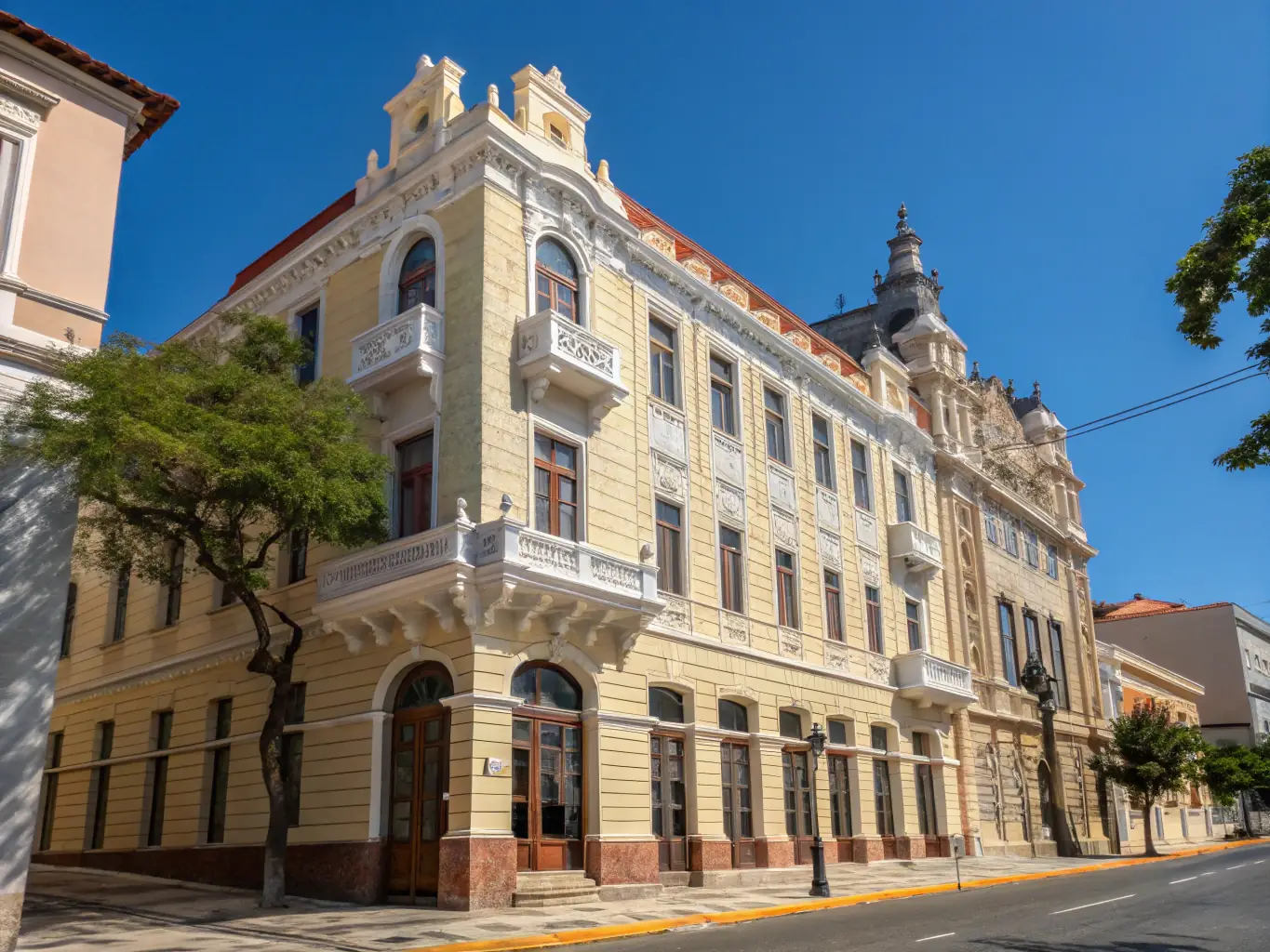 A beautifully restored historical building with APESSAB signage, showcasing the organization's commitment to preserving architectural heritage.